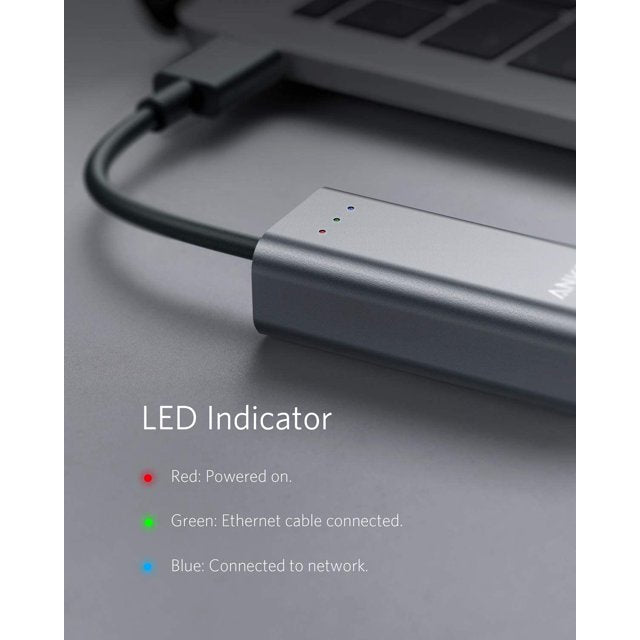 Anker USB C to Ethernet Adapter, Portable 1-Gigabit Network Hub, 10/100/1000 Mbps, for MacBook Pro, iPad Pro 2019/2018, ChromeBook, XPS, Galaxy S9/S8, and More