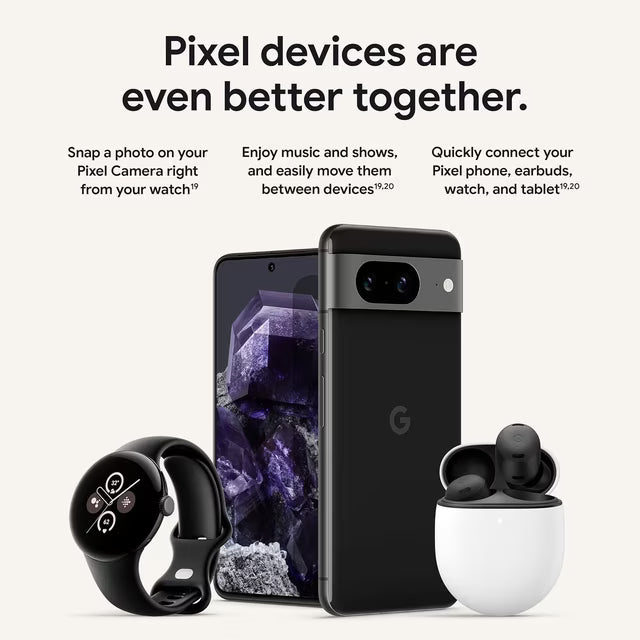 Restored Google Pixel 8 128GB Obsidian Unlocked Smartphone 6.2 inch OLED 120Hz Tensor G3 5G - Refurbished Good