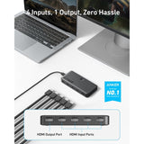 Anker HDMI Switch, 4K@60Hz HDMI Switcher, 4 in 1 Out with Smooth Finish, Supports HDR/3D/Dolby/DTS, Compatible with Laptops,PC,Xbox,PS5/PS4,Projector