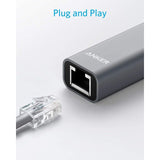 Anker USB C to Ethernet Adapter, Portable 1-Gigabit Network Hub, 10/100/1000 Mbps, for MacBook Pro, iPad Pro 2019/2018, ChromeBook, XPS, Galaxy S9/S8, and More