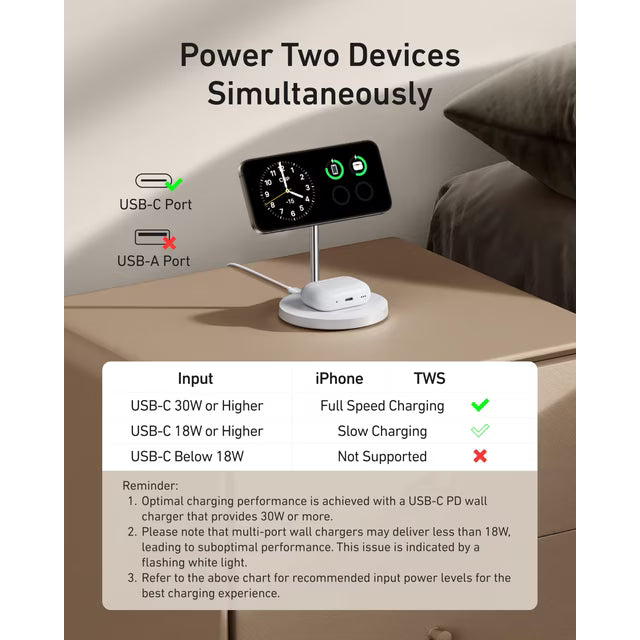 Anker MagSafe Compatible MagGo Charger Stand, iPhone 17 Wireless Charger, 2-in-1 Charging Station, Qi2 Certified 15W Fast Charging, for iPhone 17/16/