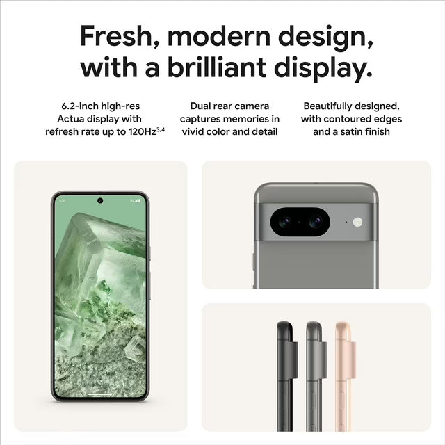 Restored Google Pixel 8 128GB Obsidian Unlocked Smartphone 6.2 inch OLED 120Hz Tensor G3 5G - Refurbished Good