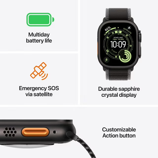 Apple Watch Ultra 3 GPS + Cellular 49mm Black Titanium Case with Black Ocean Band