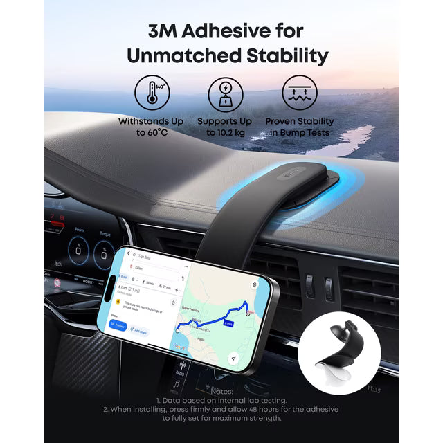 Anker Nano Magnetic Wireless Car Charger, 360&deg; Adjustable Mount Car Charger with Detachable Pad, 15W Qi2 Certified with Alloy Bracket, Fast Charg