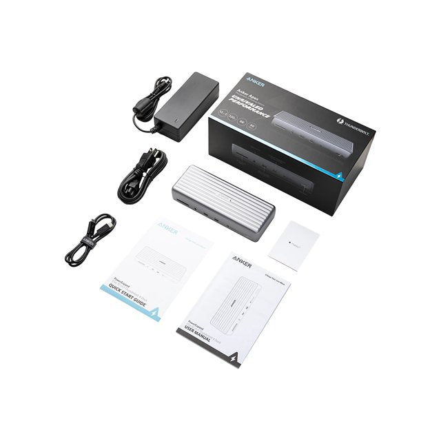 Anker Docking Station, 777 Thunderbolt Docking Station (Apex, 12-in-1, Thunderbolt 4), Max 90W Charging for Laptop, 20W Power Delivery, Single 8K, Triple 4K Display, 10Gbps Data, Ethernet, Audio, SD