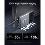 Anker 727 Charging Station (GaNPrime 100W), Compact Power Strip for Travel, Work, 5 ft Detachable Extension Cord with 2 Outlets and 4 USB Ports, for iPhone 14, Samsung,