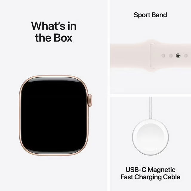 Restored Apple Watch Series 10 (GPS + Cellular) Smartwatch Aluminum Case with Black Sport Band Open Box